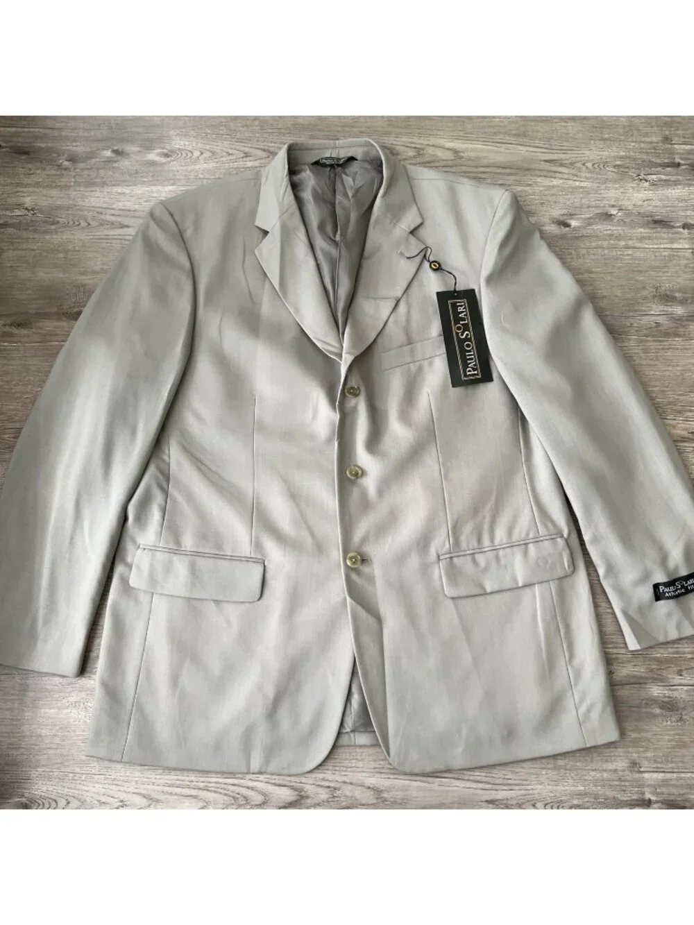Paulo Solari Wool Blazer Sport Coat Mens 44R Gray Athletic Fit Lined New